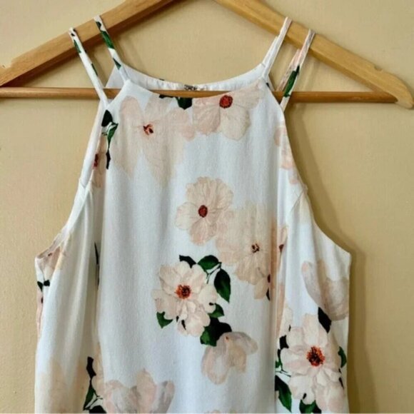 Dynamite| Floral White & Pink Sleeveless Halter A-Line Dress Size XS - Picture 2 of 6